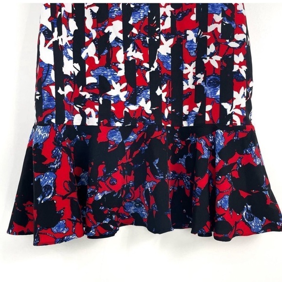 EXCELLENT Peter Pilotto For Target Red Floral Printed Striped Crepe Dress - Picture 5 of 6